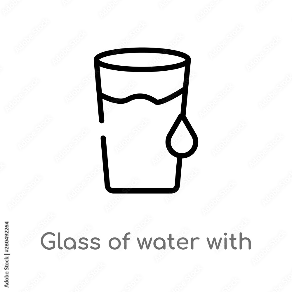 outline glass of water with drop vector icon. isolated black simple line element illustration from ultimate glyphicons concept. editable vector stroke glass of water with drop icon on white outline glass of water with drop vector icon. isolated black simple line element illustration from ultimate glyphicons concept. editable vector stroke glass of water with drop icon on white