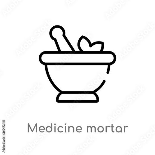 outline medicine mortar vector icon. isolated black simple line element illustration from ultimate glyphicons concept. editable vector stroke medicine mortar icon on white background