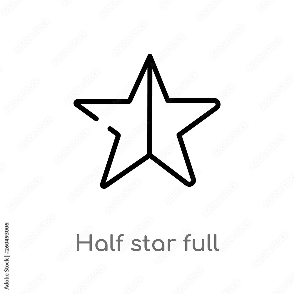 Obraz premium outline half star full vector icon. isolated black simple line element illustration from ultimate glyphicons concept. editable vector stroke half star full icon on white background