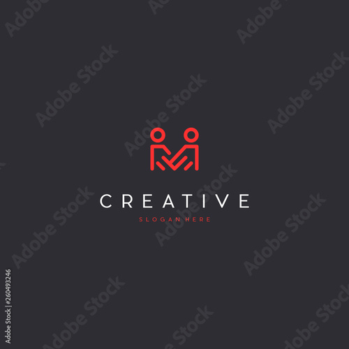 Letter M People Creative Logo Design Template, M Letter Couple Man Letter Logo Template Illustration Design.