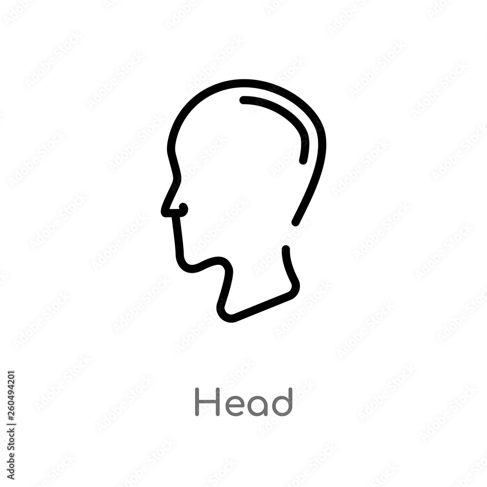 outline head vector icon. isolated black simple line element illustration from user interface concept. editable vector stroke head icon on white background