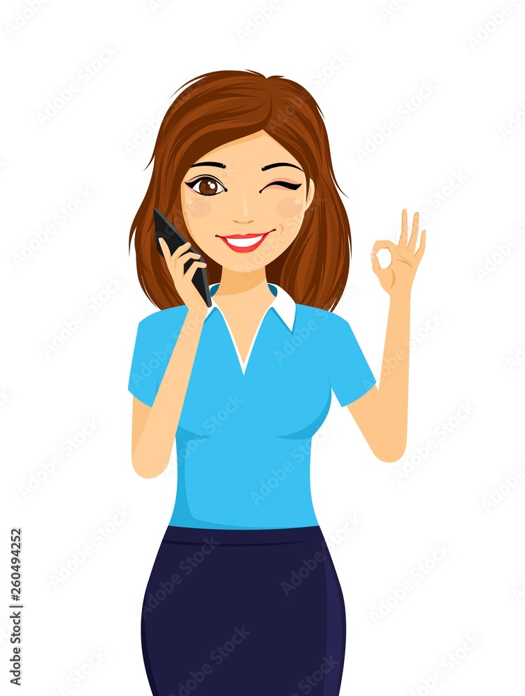 Portrait of a young girl with a mobile phone. The girl holds a mobile phone in her hand and winks. Portrait of a young girl with a mobile phone. The girl holds a mobile phone in her hand and winks.