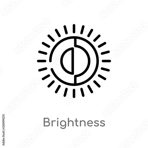 outline brightness vector icon. isolated black simple line element illustration from user interface concept. editable vector stroke brightness icon on white background
