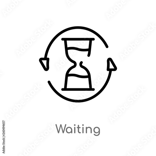 outline waiting vector icon. isolated black simple line element illustration from user interface concept. editable vector stroke waiting icon on white background