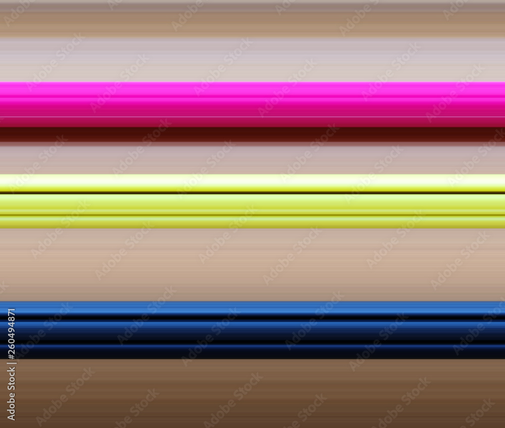 Magenta, yellow and blue horizontal lines on the brown background Magenta, yellow and blue horizontal lines on the brown background