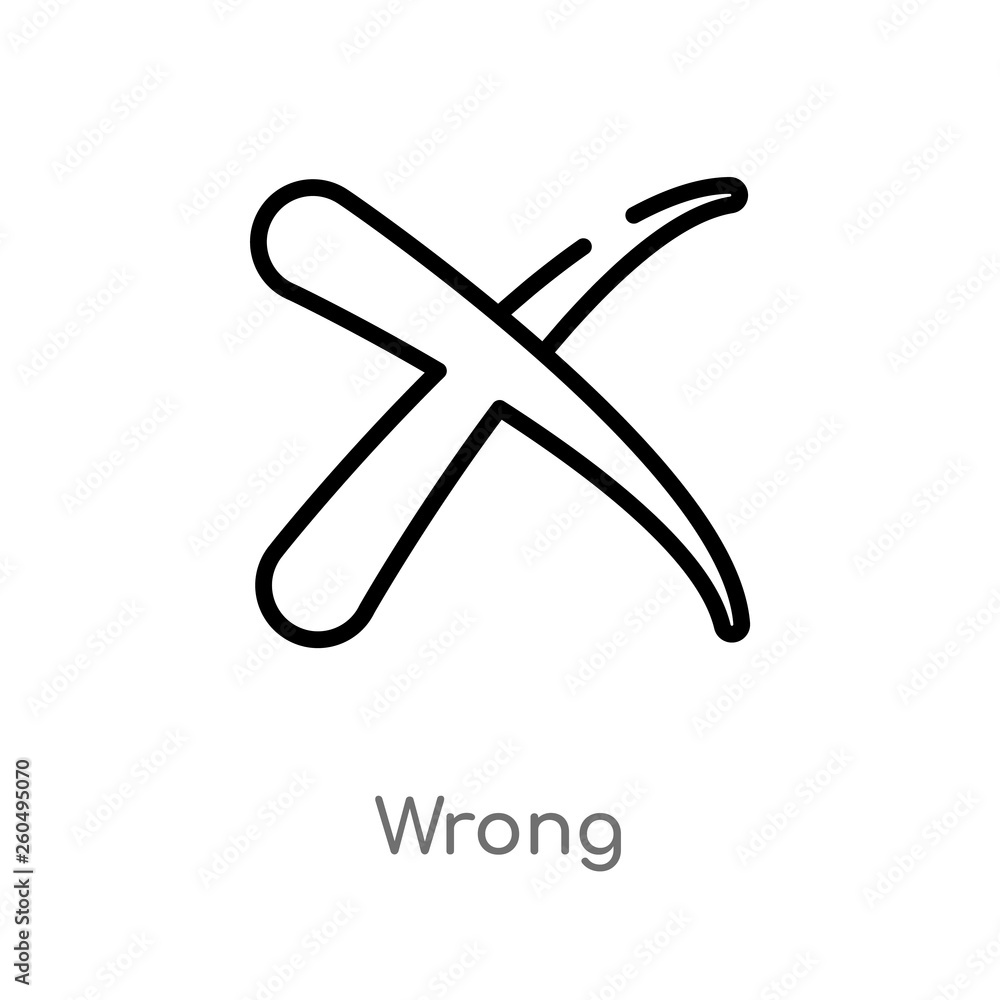 outline wrong vector icon. isolated black simple line element illustration from web navigation concept. editable vector stroke wrong icon on white background outline wrong vector icon. isolated black simple line element illustration from web navigation concept. editable vector stroke wrong icon on white background