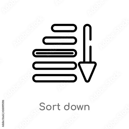 outline sort down vector icon. isolated black simple line element illustration from web navigation concept. editable vector stroke sort down icon on white background
