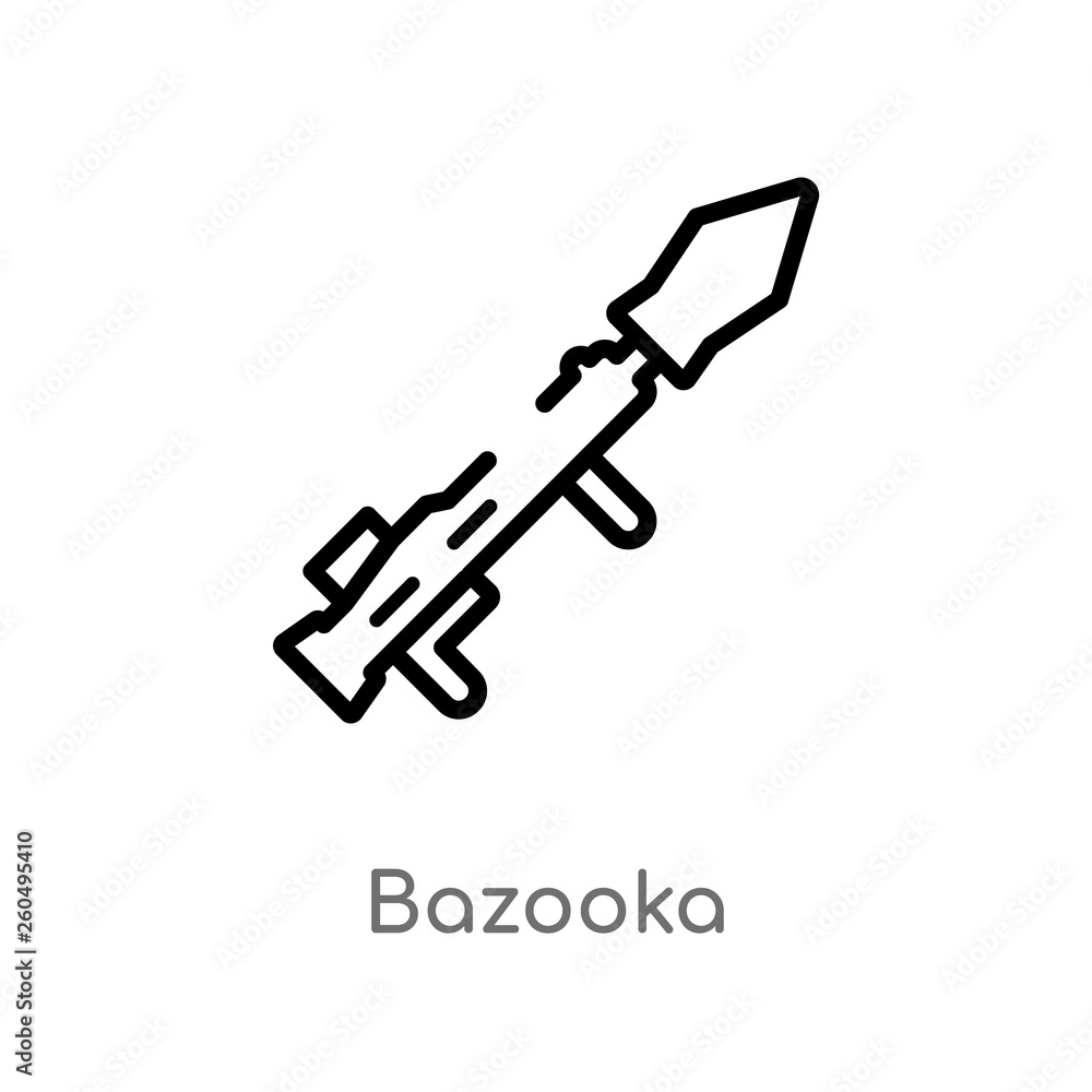 outline bazooka vector icon. isolated black simple line element illustration from weapons concept. editable vector stroke bazooka icon on white background