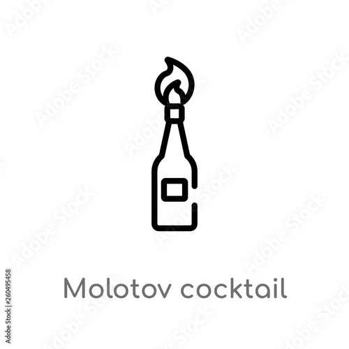 outline molotov cocktail vector icon. isolated black simple line element illustration from weapons concept. editable vector stroke molotov cocktail icon on white background