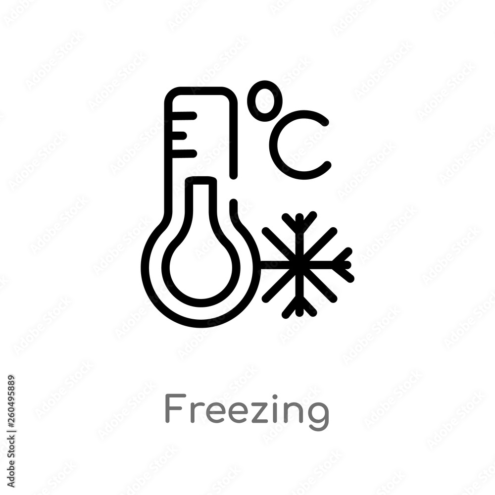 outline freezing vector icon. isolated black simple line element illustration from weather concept. editable vector stroke freezing icon on white background outline freezing vector icon. isolated black simple line element illustration from weather concept. editable vector stroke freezing icon on white background