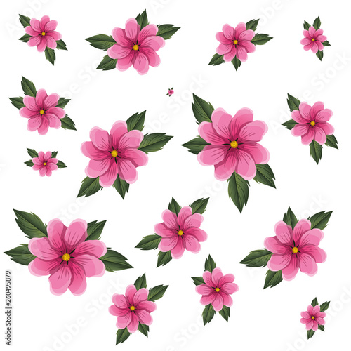 pattern flowers with leafs isolated icon © grgroup