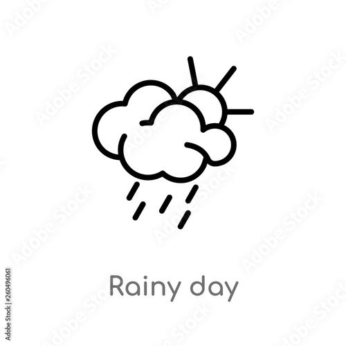 outline rainy day vector icon. isolated black simple line element illustration from weather concept. editable vector stroke rainy day icon on white background