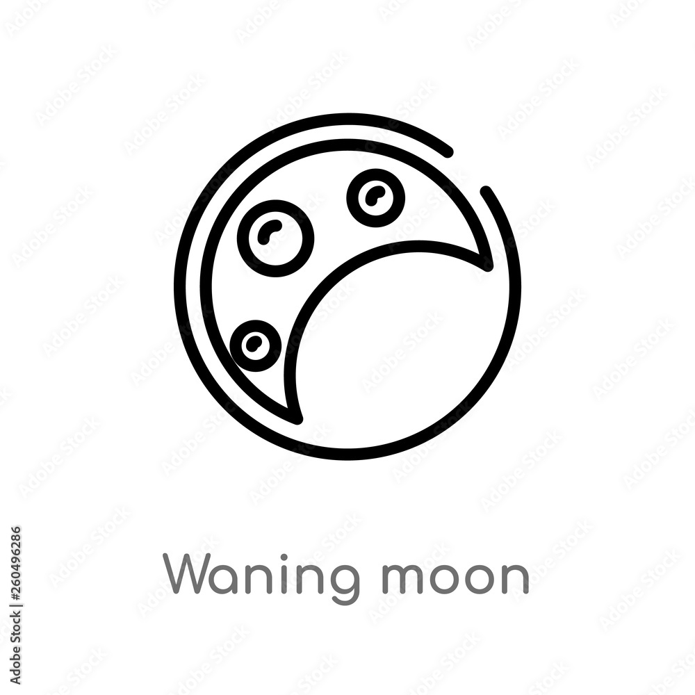 outline waning moon vector icon. isolated black simple line element illustration from weather concept. editable vector stroke waning moon icon on white background outline waning moon vector icon. isolated black simple line element illustration from weather concept. editable vector stroke waning moon icon on white background