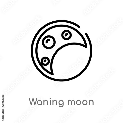 outline waning moon vector icon. isolated black simple line element illustration from weather concept. editable vector stroke waning moon icon on white background