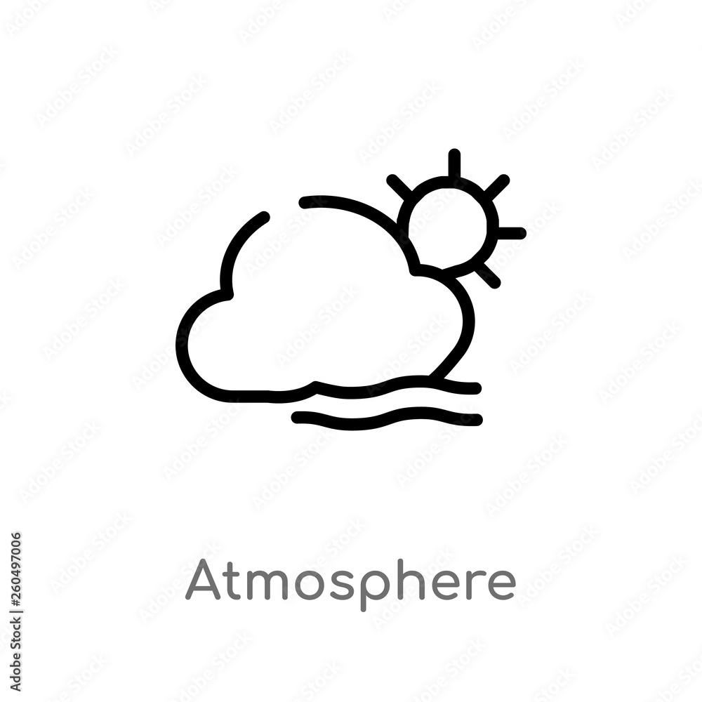 outline atmosphere vector icon. isolated black simple line element illustration from weather concept. editable vector stroke atmosphere icon on white background outline atmosphere vector icon. isolated black simple line element illustration from weather concept. editable vector stroke atmosphere icon on white background