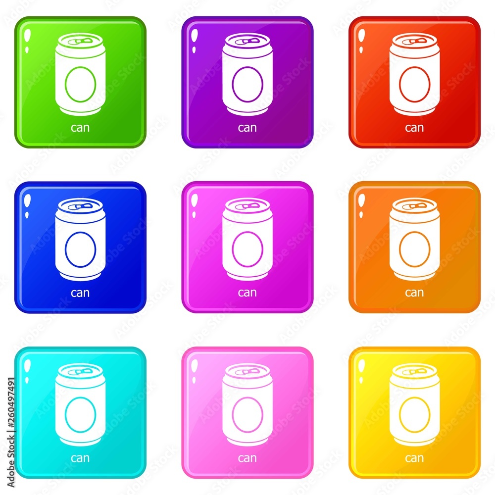 Can icons set 9 color collection isolated on white for any design