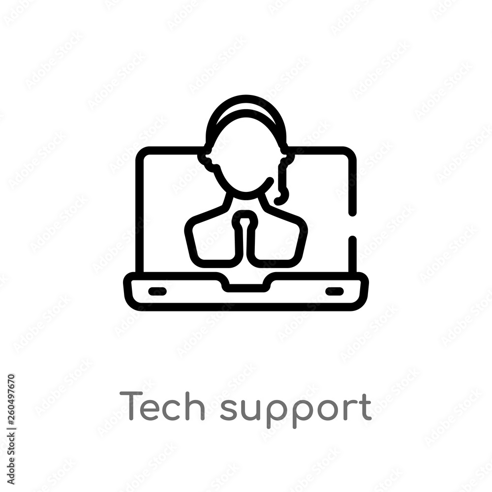 outline tech support vector icon. isolated black simple line element illustration from web hosting concept. editable vector stroke tech support icon on white background