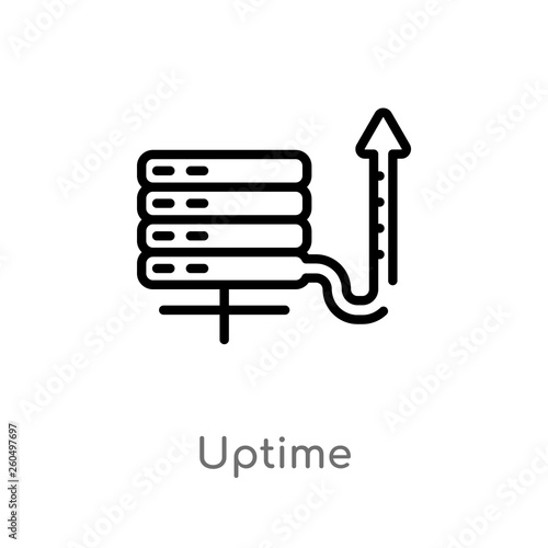 outline uptime vector icon. isolated black simple line element illustration from web hosting concept. editable vector stroke uptime icon on white background