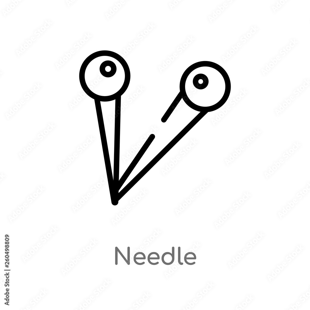 outline needle vector icon. isolated black simple line element illustration from woman clothing concept. editable vector stroke needle icon on white background outline needle vector icon. isolated black simple line element illustration from woman clothing concept. editable vector stroke needle icon on white background