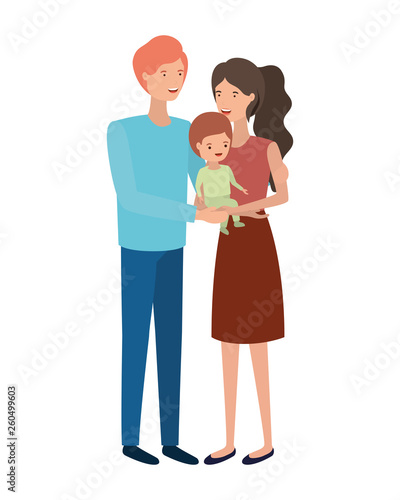 couple of parents with son avatar character © grgroup