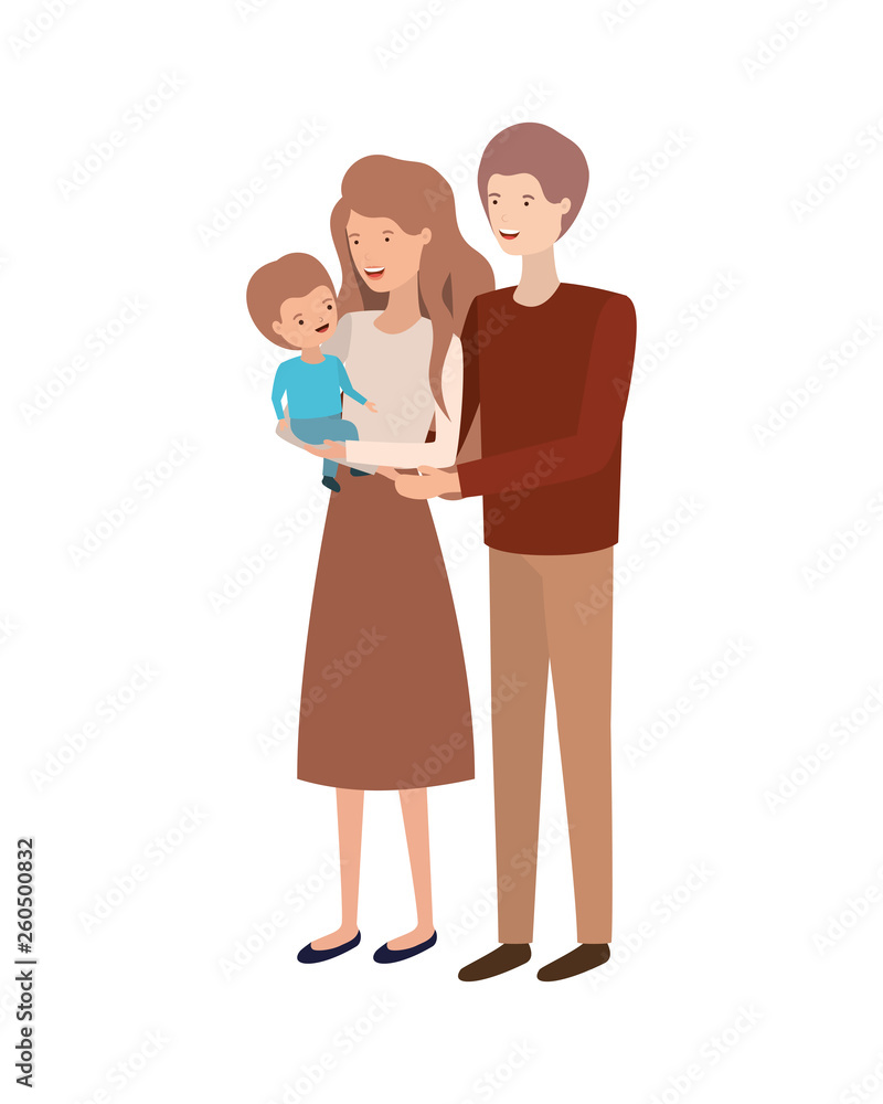 couple of parents with son avatar character