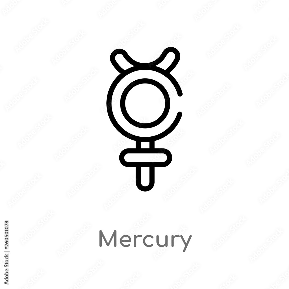 outline mercury vector icon. isolated black simple line element illustration from zodiac concept. editable vector stroke mercury icon on white background outline mercury vector icon. isolated black simple line element illustration from zodiac concept. editable vector stroke mercury icon on white background
