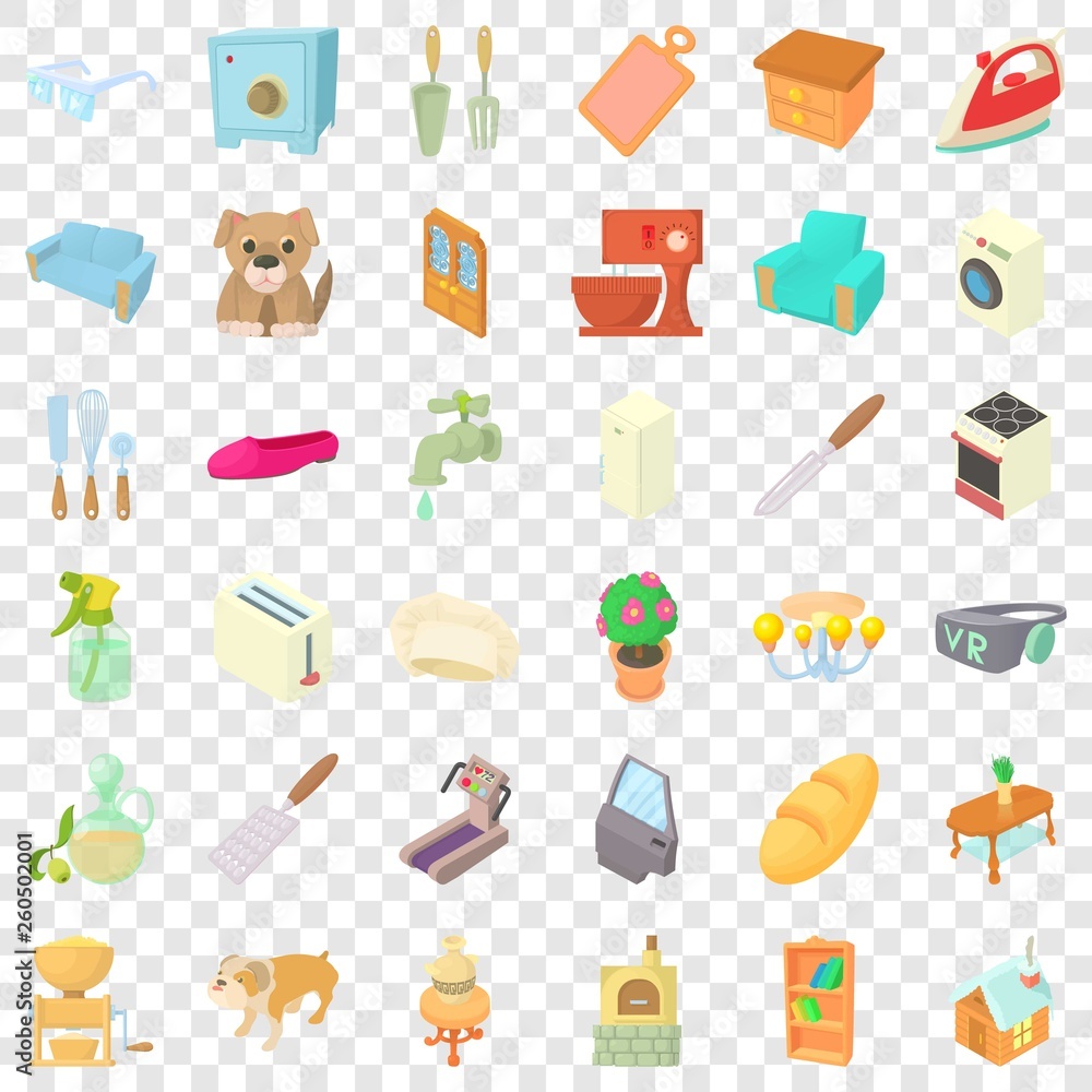 Comfortable house icons set. Cartoon style of 36 comfortable house vector icons for web for any design