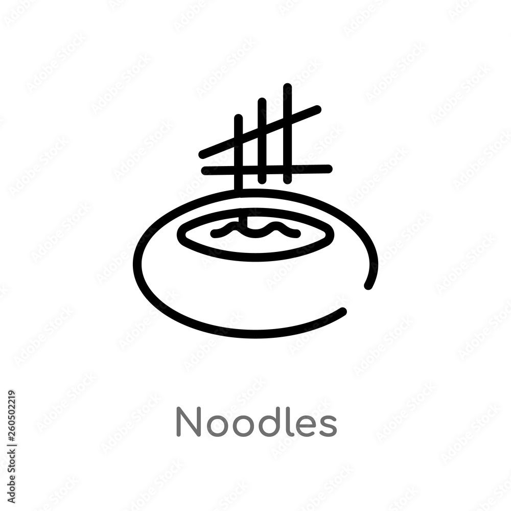 outline noodles vector icon. isolated black simple line element illustration from fast food concept. editable vector stroke noodles icon on white background
