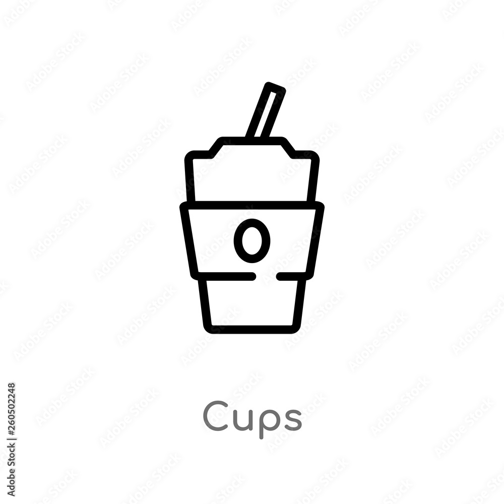 outline cups vector icon. isolated black simple line element illustration from fast food concept. editable vector stroke cups icon on white background outline cups vector icon. isolated black simple line element illustration from fast food concept. editable vector stroke cups icon on white background