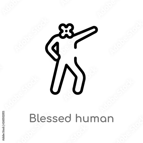 outline blessed human vector icon. isolated black simple line element illustration from feelings concept. editable vector stroke blessed human icon on white background