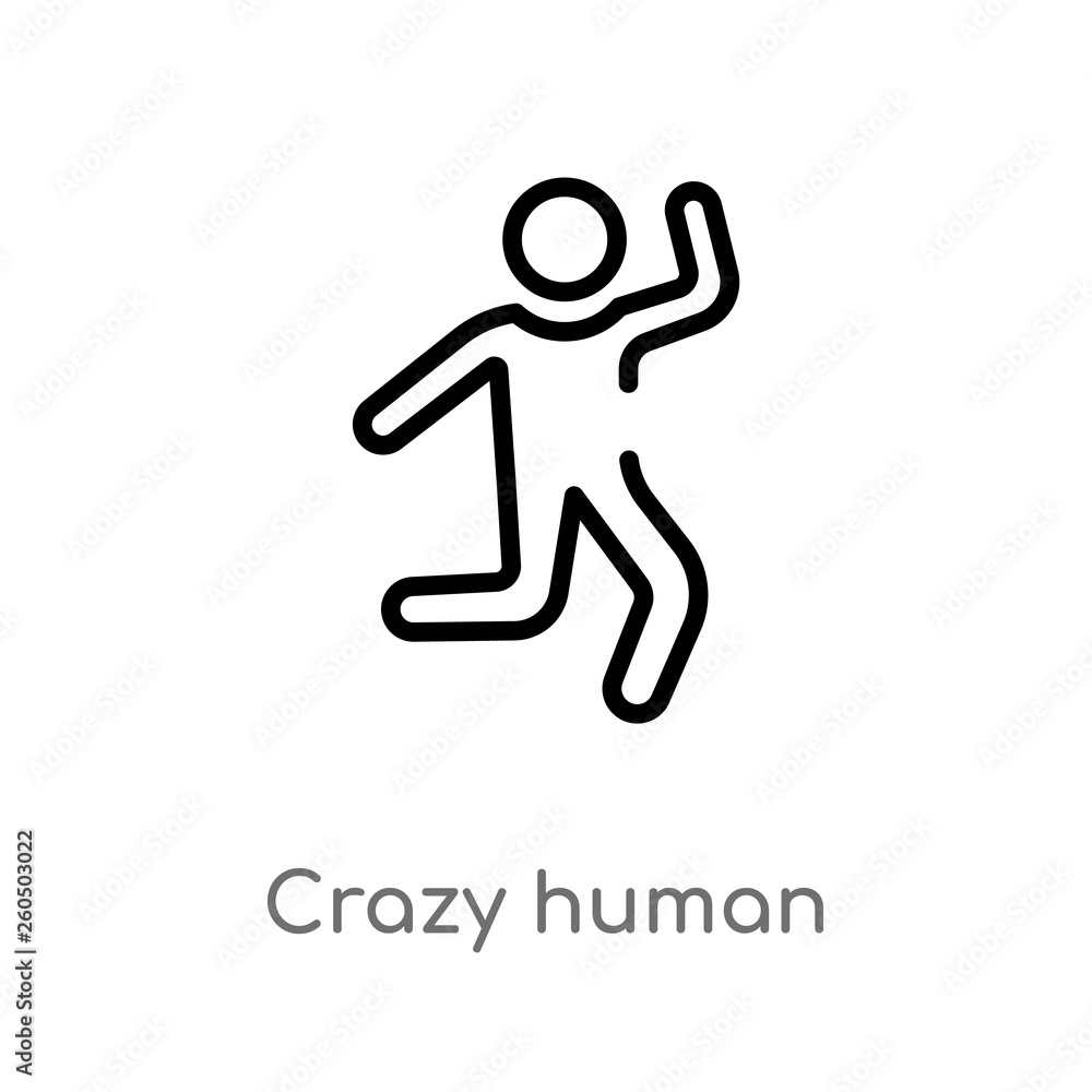 outline crazy human vector icon. isolated black simple line element illustration from feelings concept. editable vector stroke crazy human icon on white background