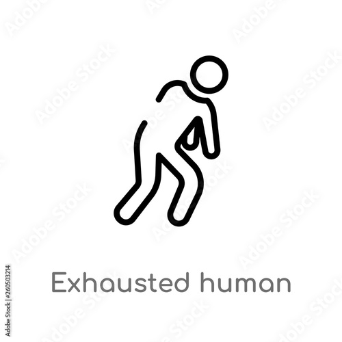 outline exhausted human vector icon. isolated black simple line element illustration from feelings concept. editable vector stroke exhausted human icon on white background