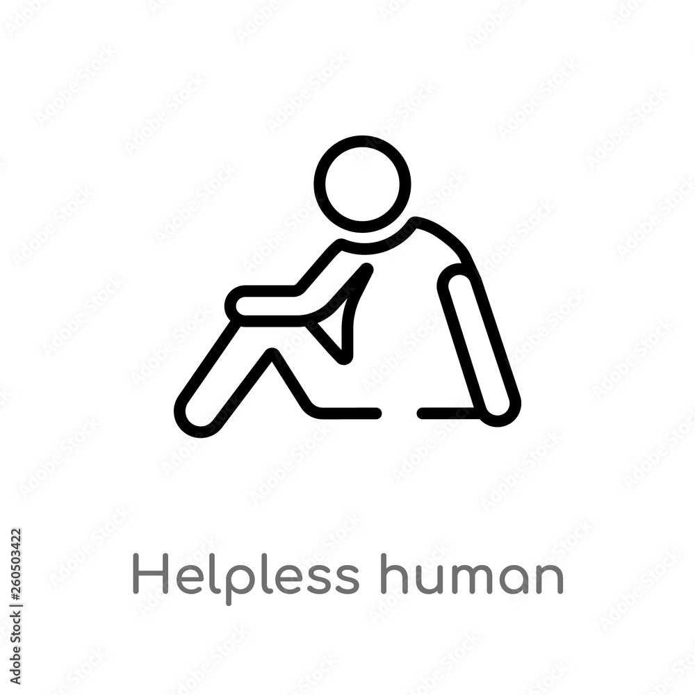 outline helpless human vector icon. isolated black simple line element illustration from feelings concept. editable vector stroke helpless human icon on white background