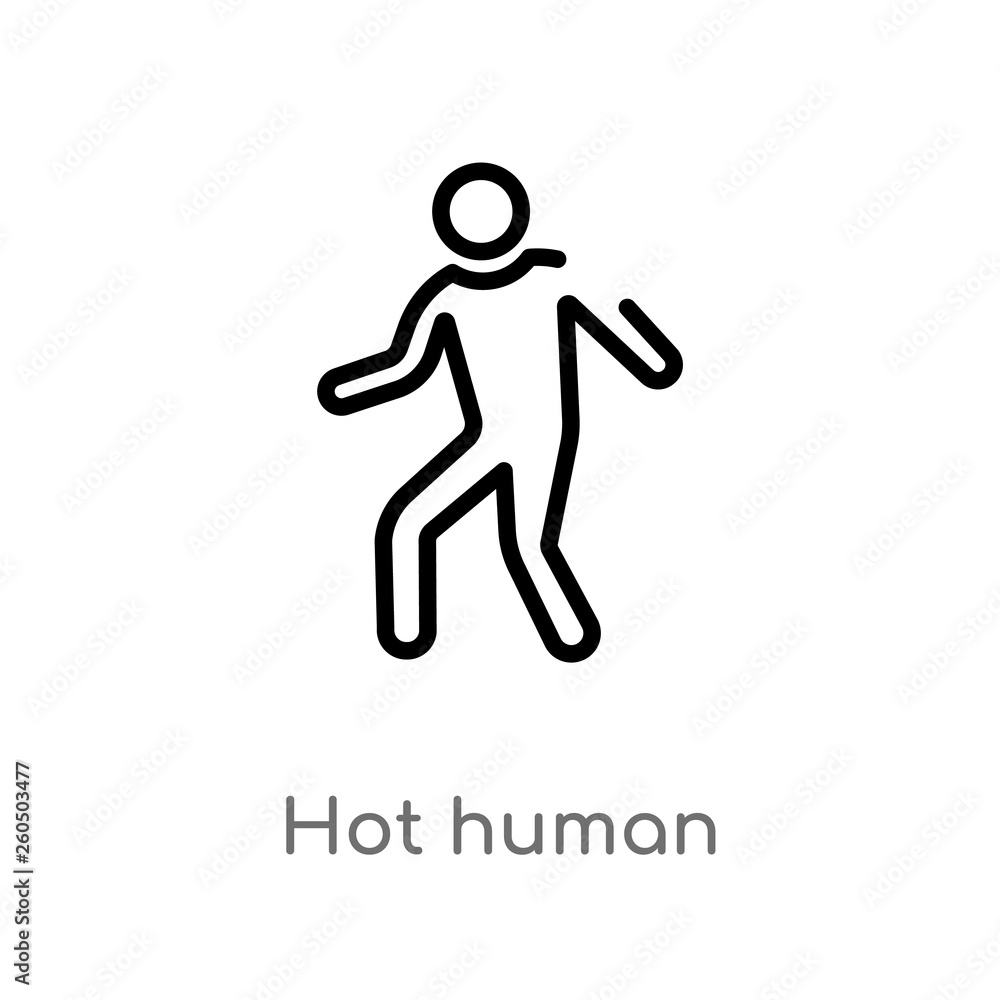 outline hot human vector icon. isolated black simple line element illustration from feelings concept. editable vector stroke hot human icon on white background