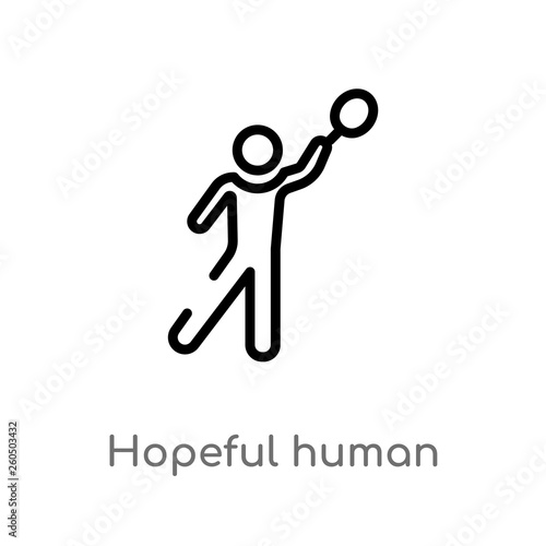 outline hopeful human vector icon. isolated black simple line element illustration from feelings concept. editable vector stroke hopeful human icon on white background
