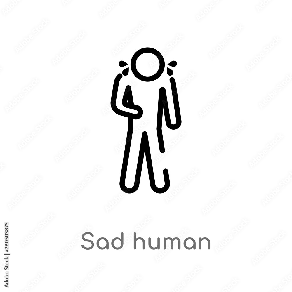 outline sad human vector icon. isolated black simple line element illustration from feelings concept. editable vector stroke sad human icon on white background outline sad human vector icon. isolated black simple line element illustration from feelings concept. editable vector stroke sad human icon on white background