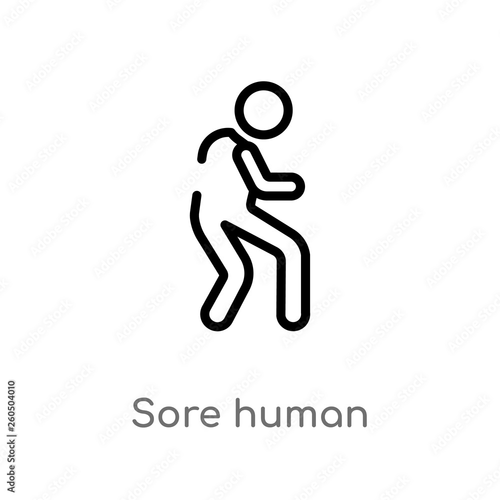 outline sore human vector icon. isolated black simple line element illustration from feelings concept. editable vector stroke sore human icon on white background