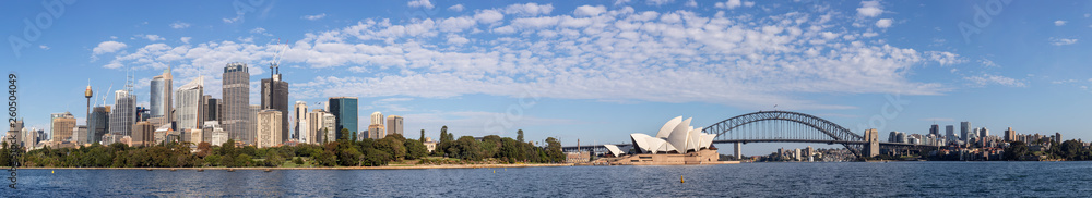 Wide panoramic view of the beautiful city of Sydney, Australia