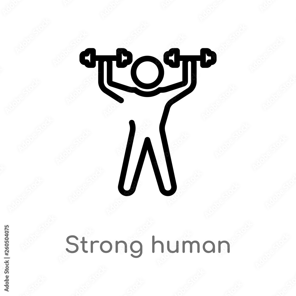 outline strong human vector icon. isolated black simple line element illustration from feelings concept. editable vector stroke strong human icon on white background outline strong human vector icon. isolated black simple line element illustration from feelings concept. editable vector stroke strong human icon on white background