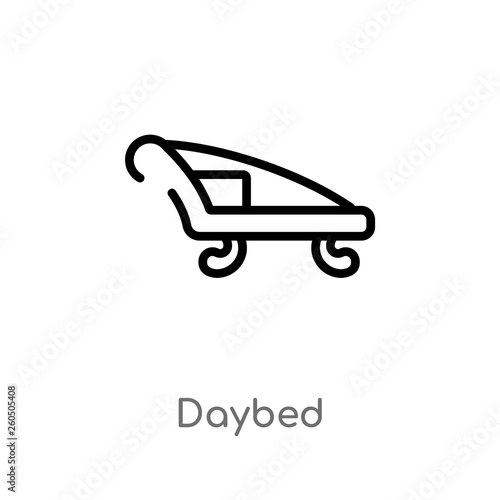 outline daybed vector icon. isolated black simple line element illustration from furniture and household concept. editable vector stroke daybed icon on white background
