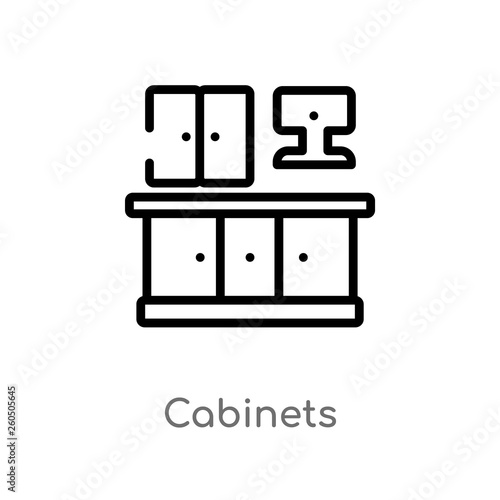 outline cabinets vector icon. isolated black simple line element illustration from furniture and household concept. editable vector stroke cabinets icon on white background
