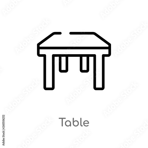 outline table vector icon. isolated black simple line element illustration from furniture concept. editable vector stroke table icon on white background