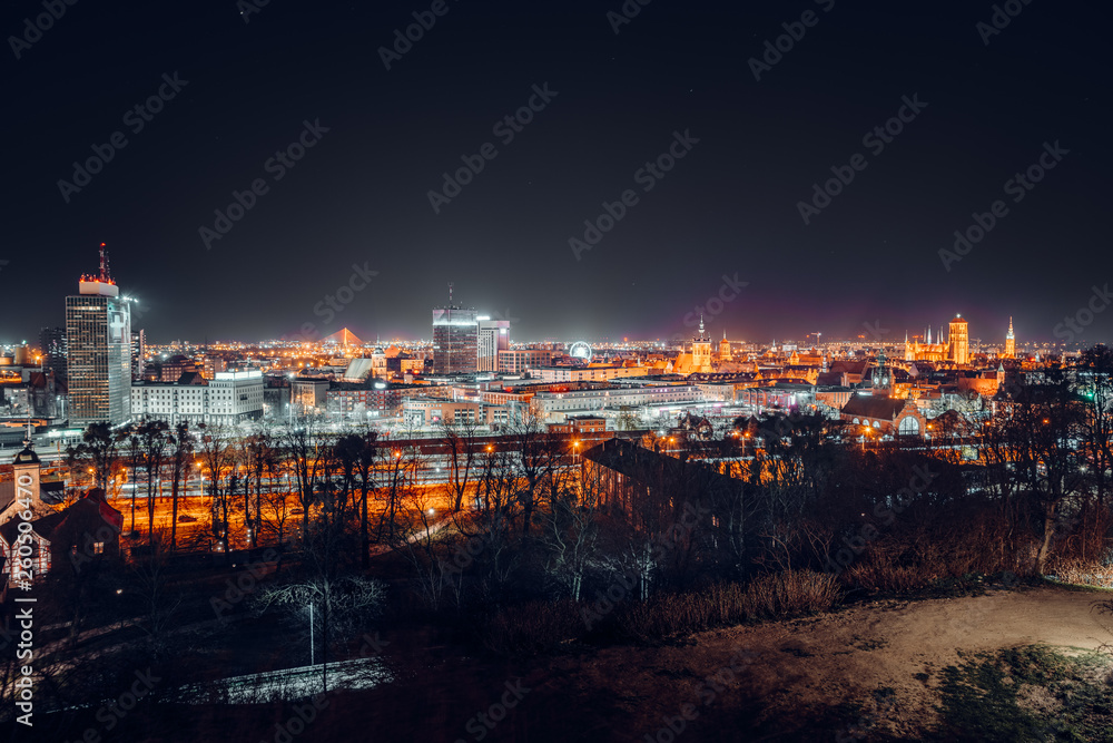Panorama of Gdansk view from Gradowa Mountain
