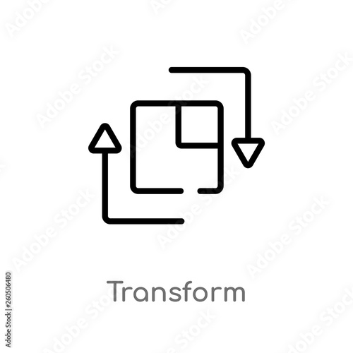 outline transform vector icon. isolated black simple line element illustration from geometric figure concept. editable vector stroke transform icon on white background