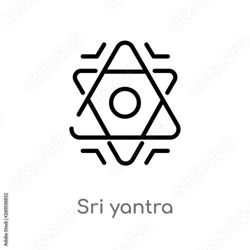 outline sri yantra vector icon. isolated black simple line element illustration from geometry concept. editable vector stroke sri yantra icon on white background