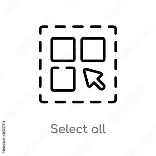 outline select all vector icon. isolated black simple line element illustration from geometry concept. editable vector stroke select all icon on white background