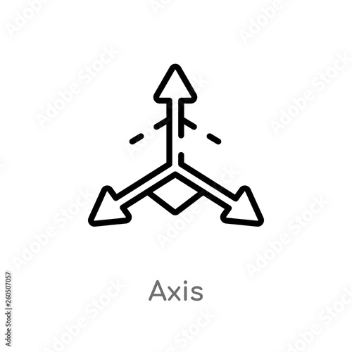 outline axis vector icon. isolated black simple line element illustration from geometry concept. editable vector stroke axis icon on white background