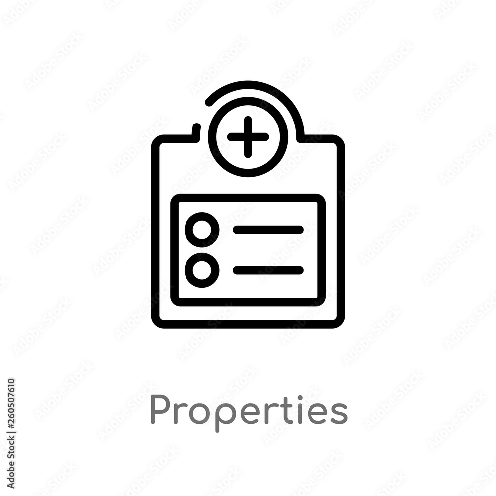 outline properties vector icon. isolated black simple line element illustration from geometry concept. editable vector stroke properties icon on white background outline properties vector icon. isolated black simple line element illustration from geometry concept. editable vector stroke properties icon on white background