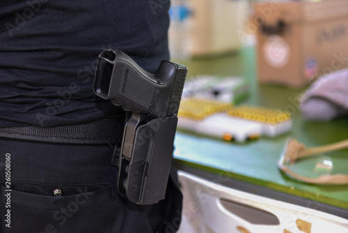 Rear view of gunfire Gun shooting competition