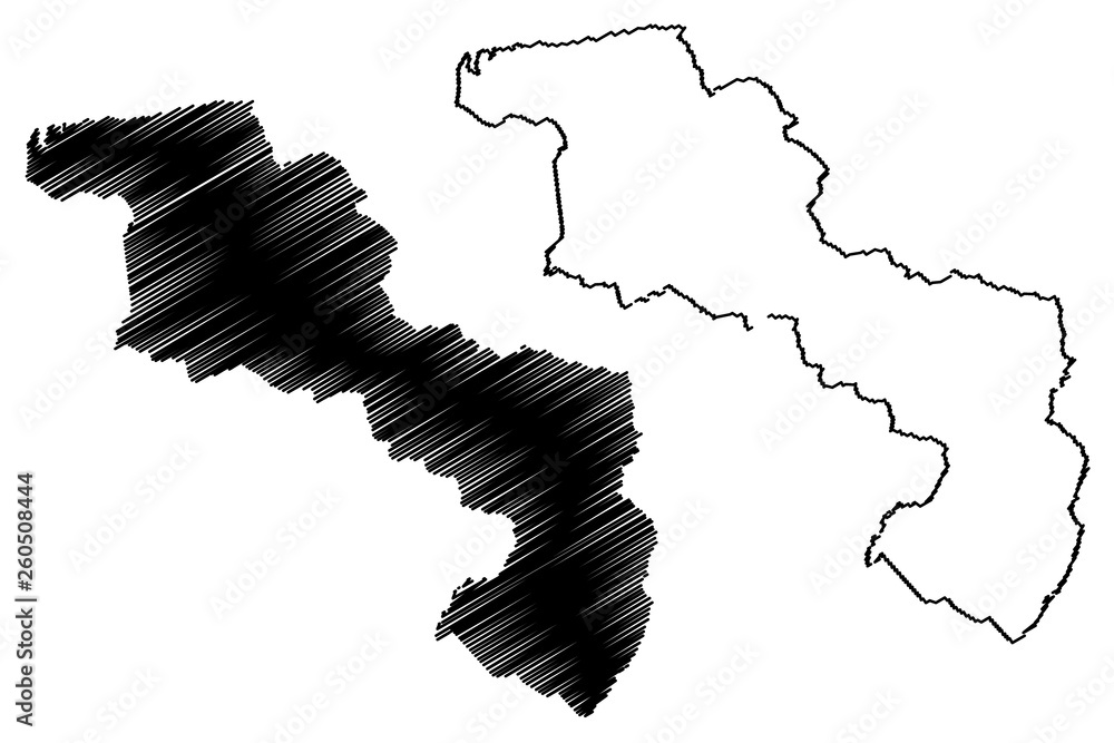 Aragua State (Bolivarian Republic of Venezuela, States, Federal Dependencies and Capital District) map vector illustration, scribble sketch Aragua map